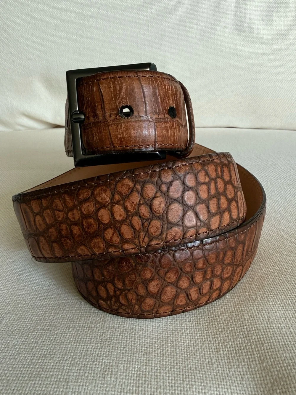 MARTIN DINGMAN ALLIGATOR GRAIN Saddle Leather Belt Size 90/36